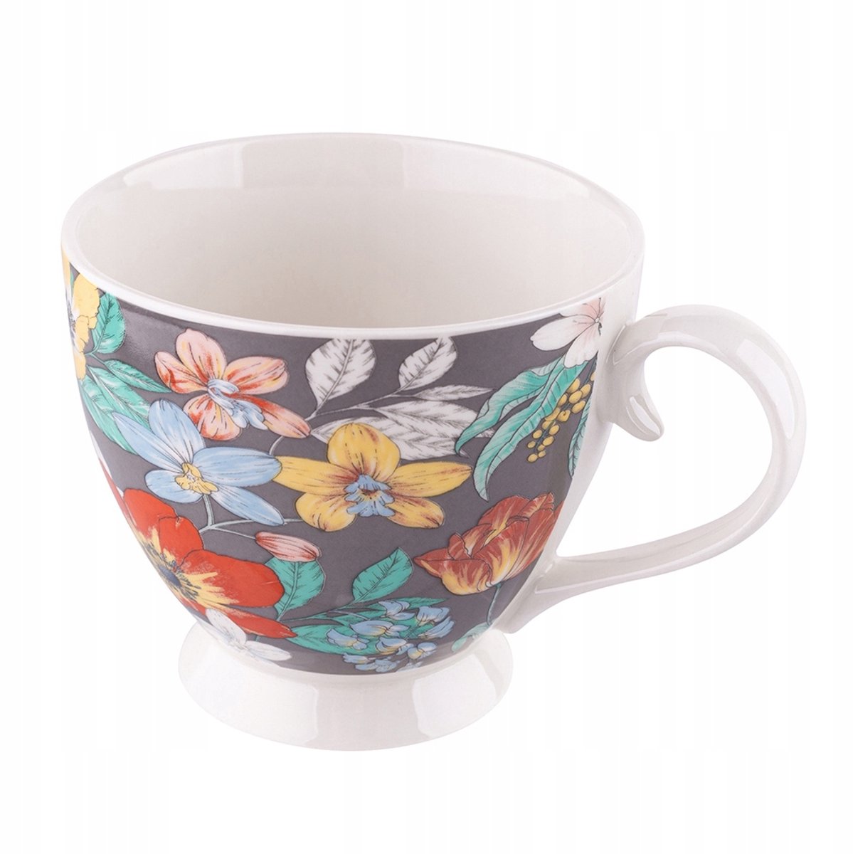 Folk Flowers Jumbo Kopje 350ml op voet - Porselein NBC