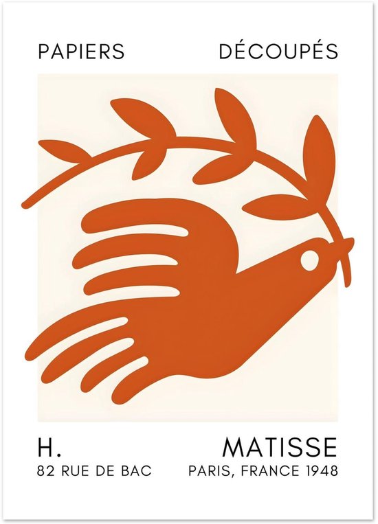 Matisse – Colombe de la paix, affiche orange 50x70 cm
