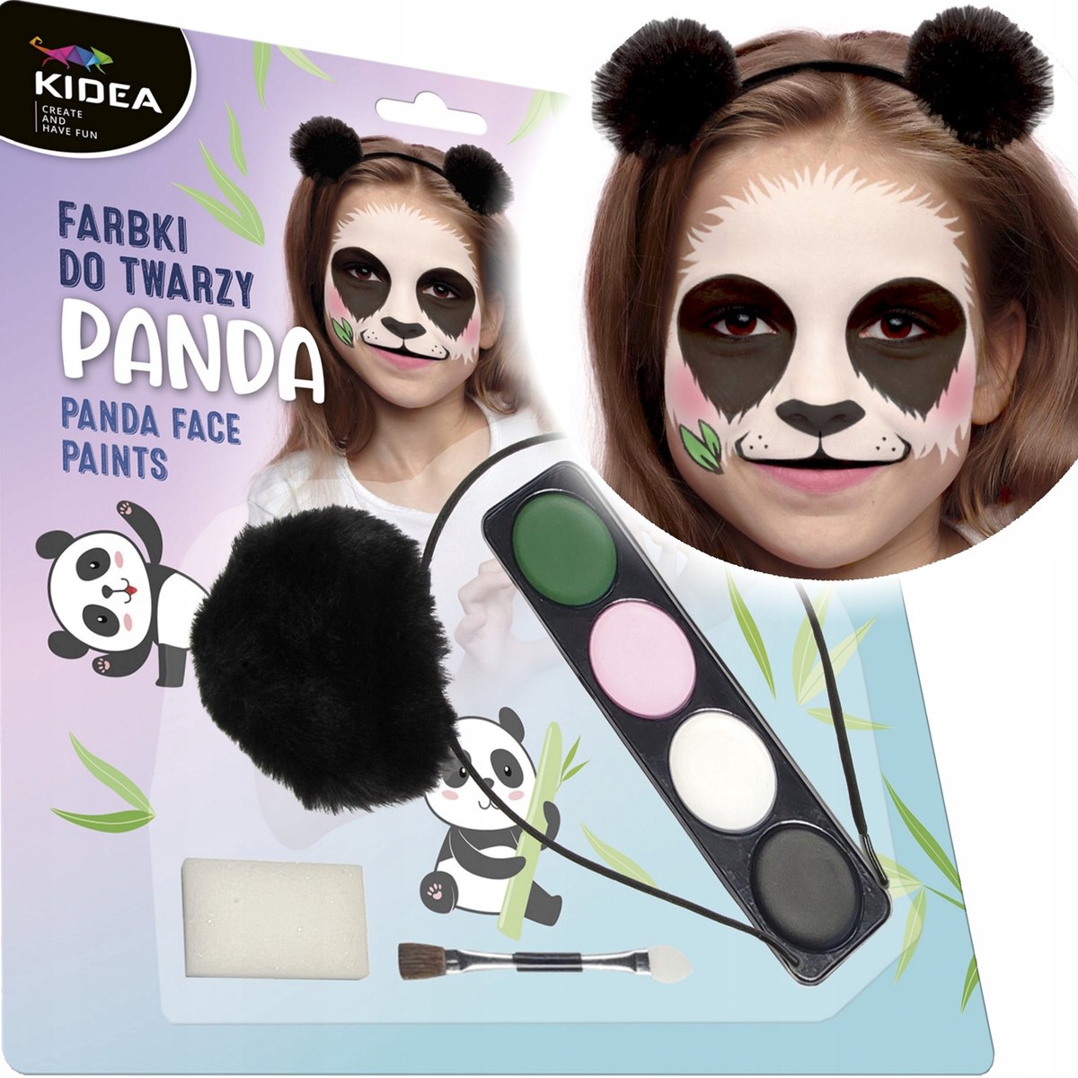 Kidea Schminkset Panda met Hoofdband - 4 Kleuren