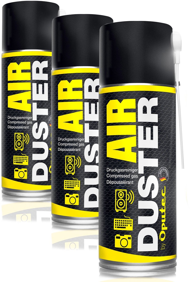 Oputec 3 x 400ml spray – air duster / drukluchtreiniger – toetsenbord reiniger met verlengstuk – Made in Germany