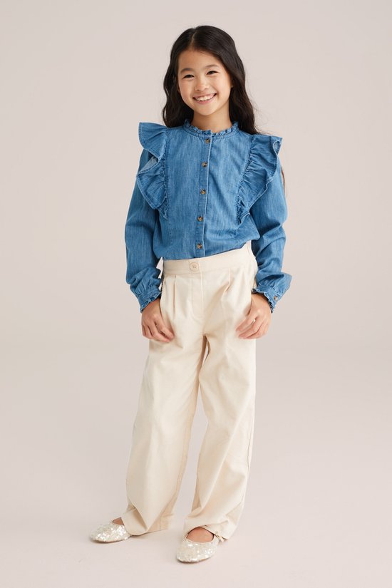 Pantalon large WE Fashion Filles avec structure côtelée