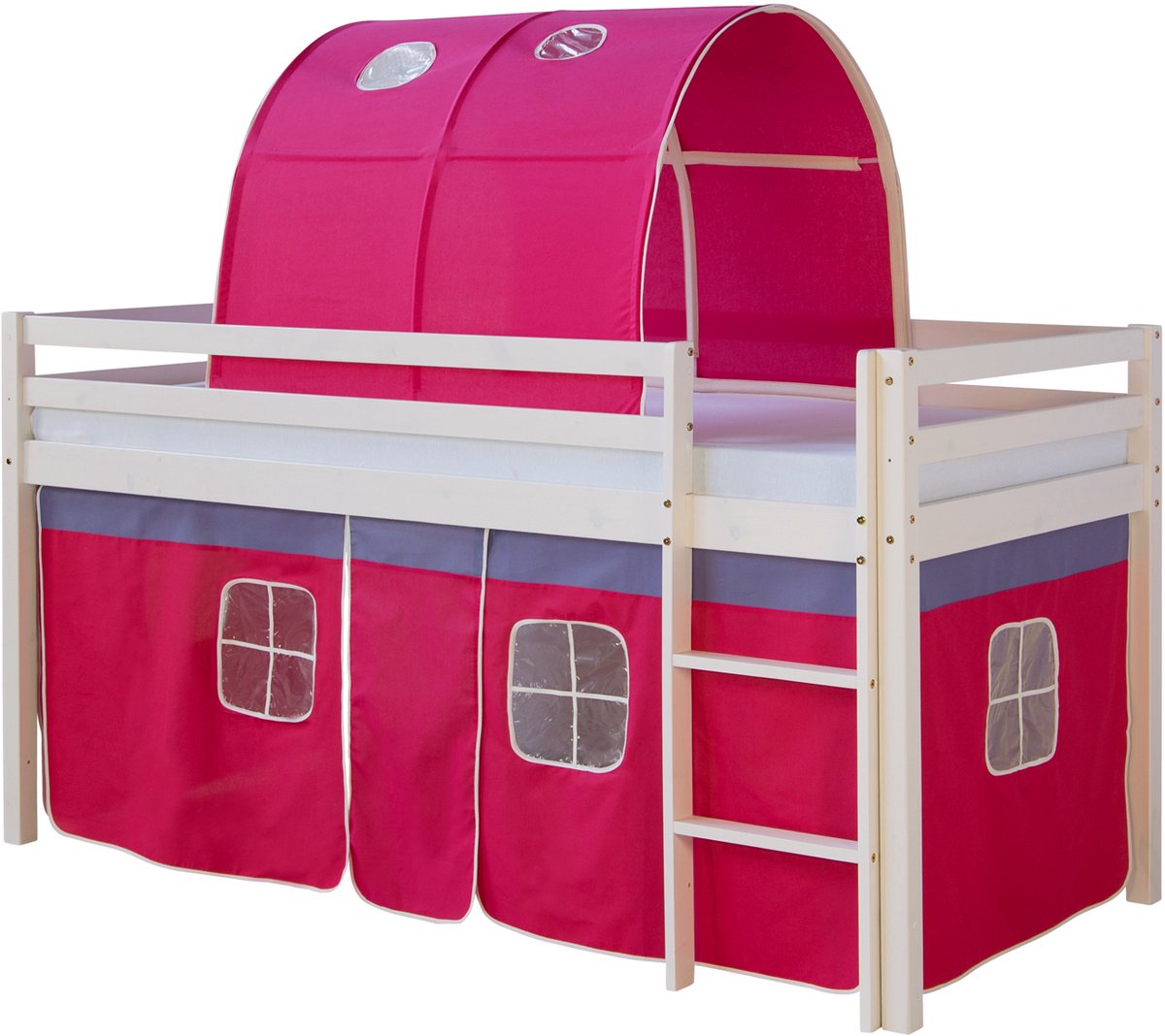Homestyle4u Hoogslaper - 90x200 cm - Roze - Ladder
