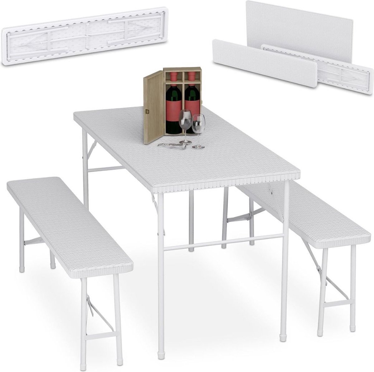Thuys – Biertafel – Biertafels – Biertafelset – 73 x 120 x 61cm – Wit