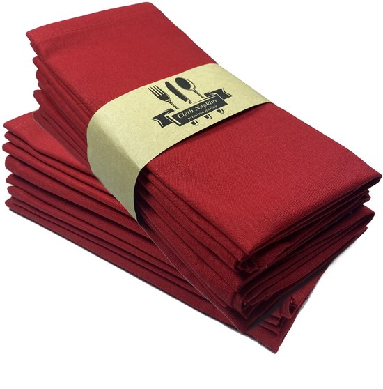 12 Katoenen Servetten, 40 x 40 cm, Geschikt voor Thuis, Bruiloften, Feesten, Westerntafels en Decoraties, Rood