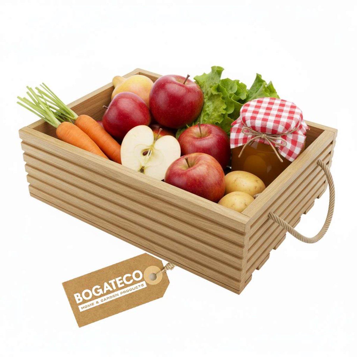 BOGATECO Houten kist Natuur 50x35x14,5 cm Houten kist Decoratie Houten doos Fruitkist Groentekist Houten kist voor opslag Opbergdoos Kist Hout Cadeau Decoratie Wijnkist LICHTBRUIN