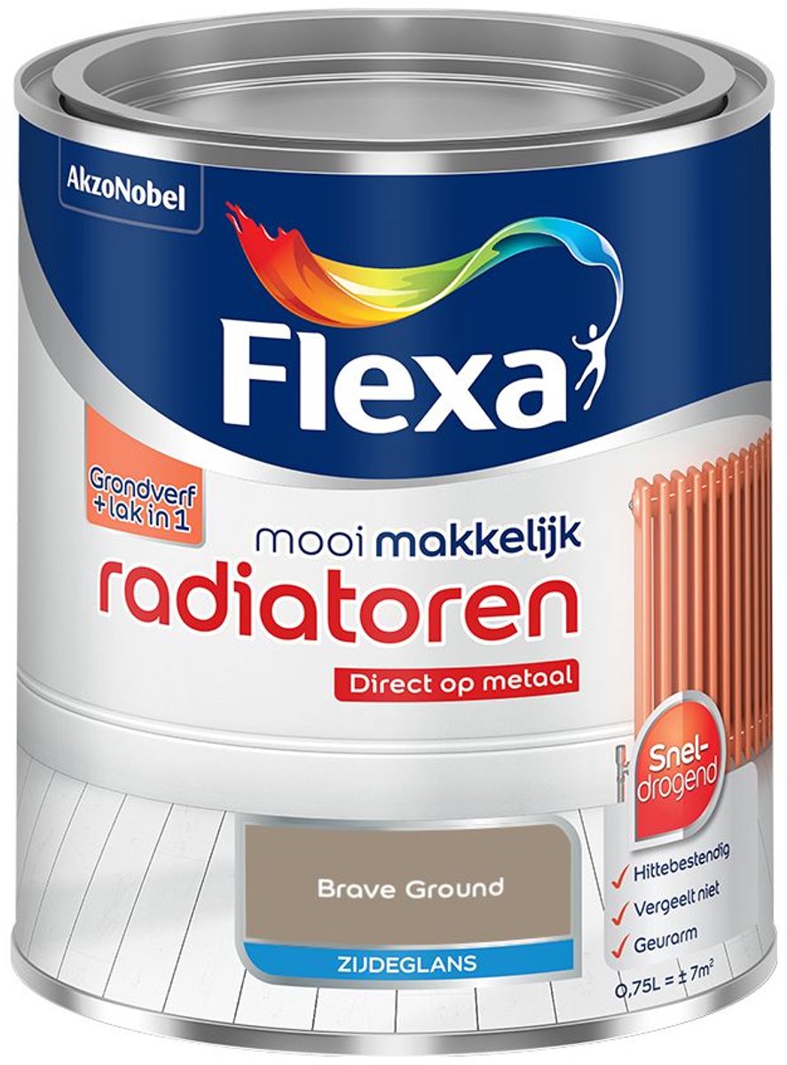 Flexa - Mooi Makkelijk Radiatoren Zijdeglans - Brave Ground - Mengverf - 0.75 L