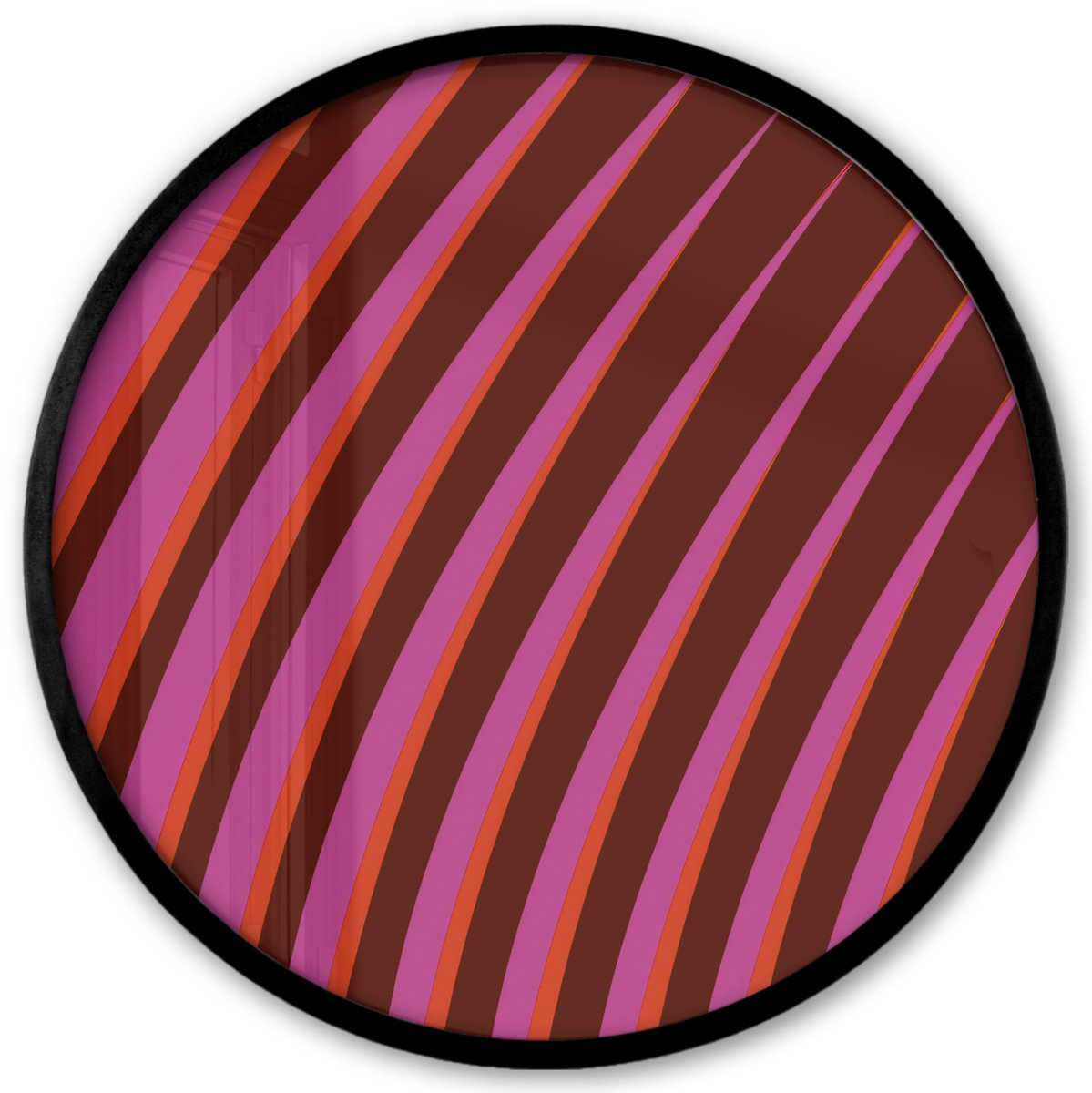 FrameYourWall Poster in lijst Rond - Fotolijst 40x40 cm - Posters - Lijnen - Rood - Beweging - Ronde posterlijst zwart - Decoratie - Wanddecoratie woonkamer - Muurdecoratie slaapkamer