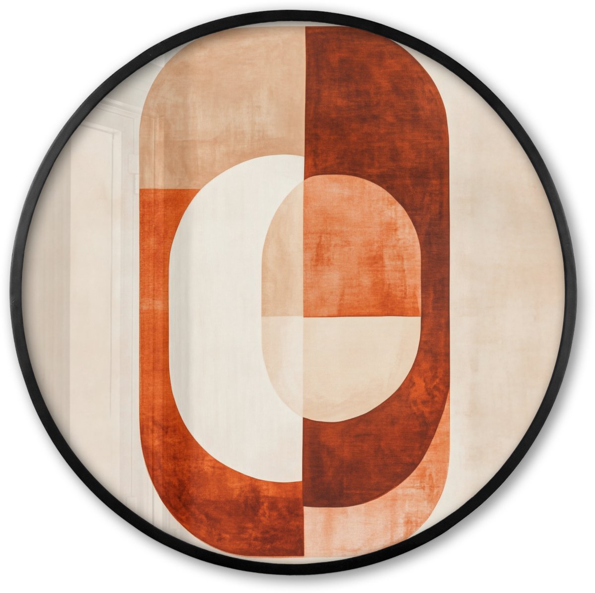 FrameYourWall Poster in lijst Rond - Fotolijst 80x80 cm - Posters - Illustratie - Abstract - Vormen - Rood - Ronde posterlijst zwart - Decoratie - Wanddecoratie woonkamer - Muurdecoratie slaapkamer Vormen - Abstract