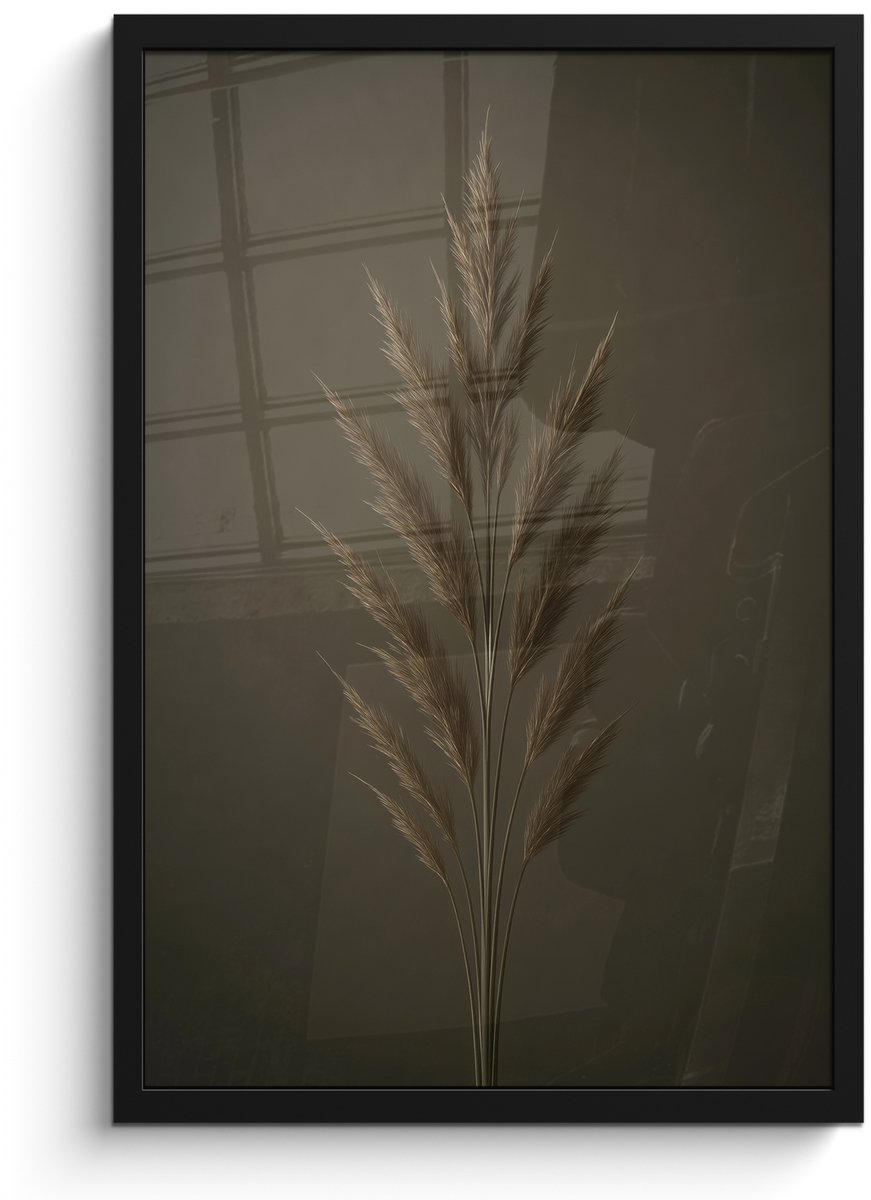FrameYourWall Poster in lijst - Fotolijst 40x60 cm - Posters - Tak - Pluimgras - Donkerbruin - Posterlijst zwart - Decoratie - Wanddecoratie woonkamer - Muurdecoratie slaapkamer