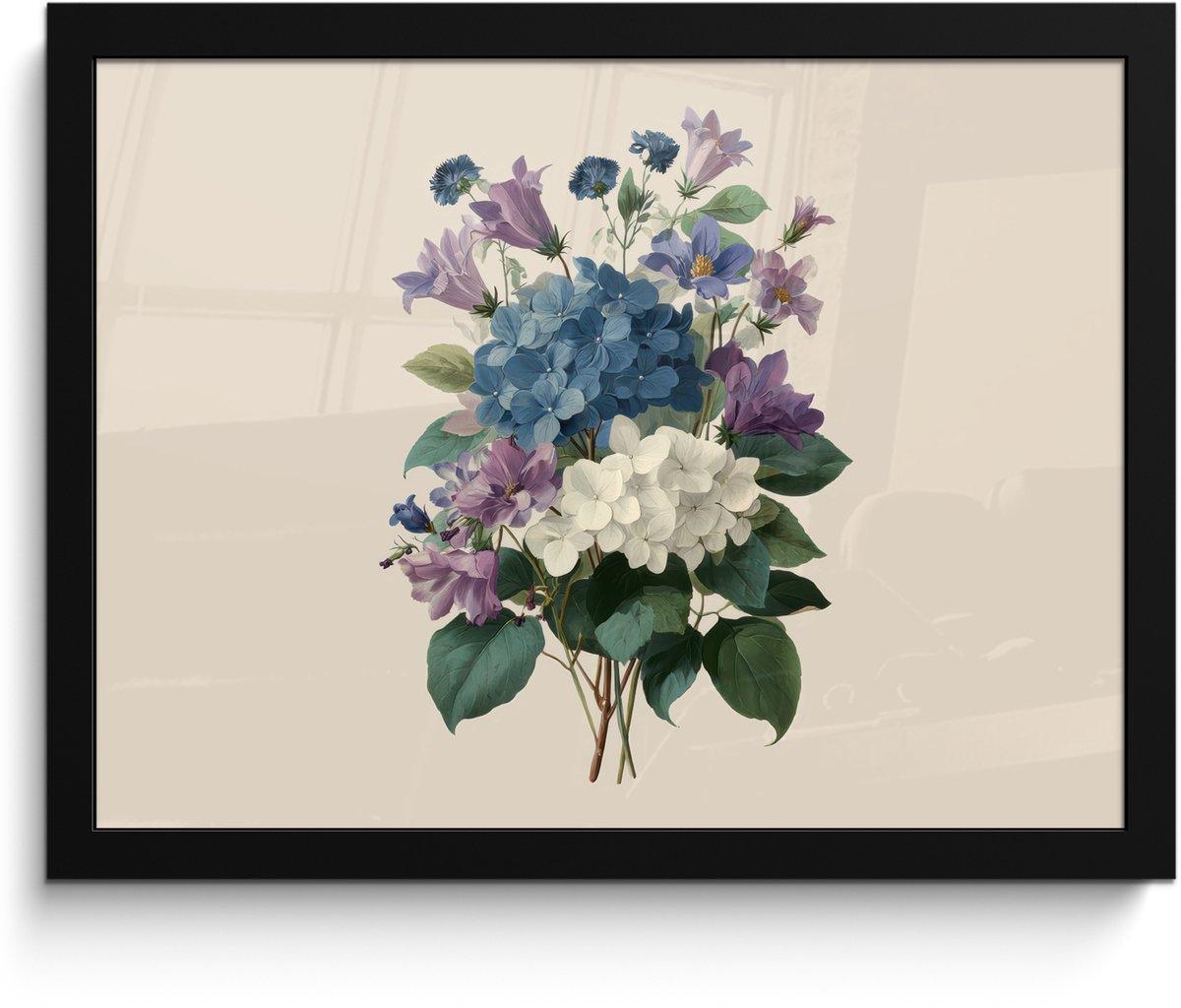 FrameYourWall Poster in lijst - Fotolijst 40x30 cm - Posters - Bloemen - Gedetailleerd - Rust - Realistisch - Posterlijst zwart - Decoratie - Wanddecoratie woonkamer - Muurdecoratie slaapkamer