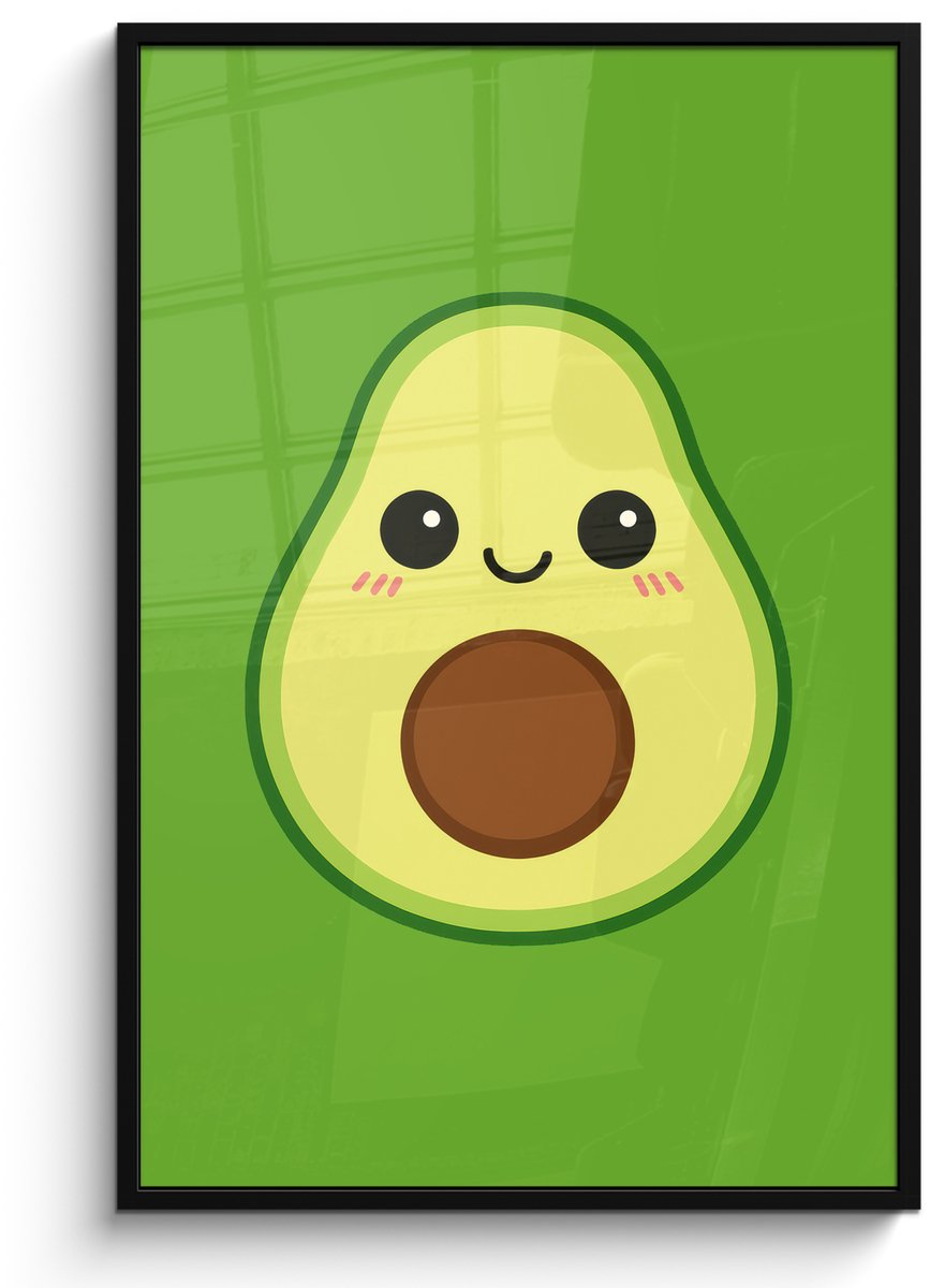 FrameYourWall Poster in lijst - Fotolijst 80x120 cm - Posters - Avocado - Groen - Speels - Posterlijst zwart - Decoratie - Wanddecoratie woonkamer - Muurdecoratie slaapkamer