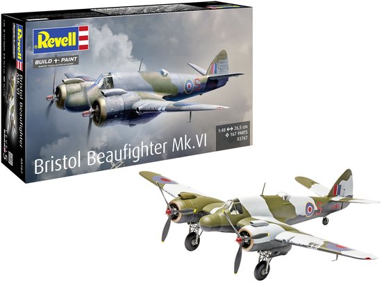 Revell Modelbouwpakket Vliegtuigen - 03767 Bristol Beaufighter Mk. VI WWII - Brits Propellervliegtuig Plastic - 1:48 - Modelbouw