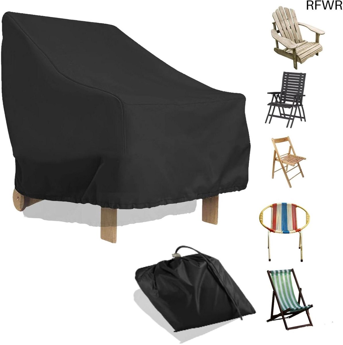 RFWR Waterdichte en UV-bestendige afdekking voor tuinstoelen - 80 x 85 x 91 cm Zwart