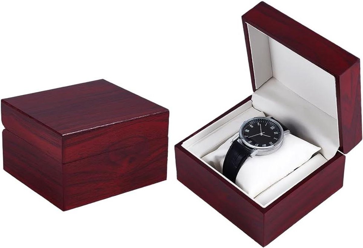 Set van 2 houten geschenkdozen met kussen en houten armband - opbergorganizer voor horloges - ideaal voor verjaardagen en sieraden cadeau