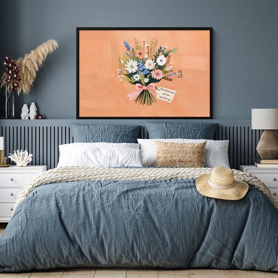 Affiche encadrée - Cadre photo 120x80 cm - Posters - Bouquet - Noeud - Citation - Cadre poster noir - Décoration - Décoration murale salon - Décoration murale chambre
