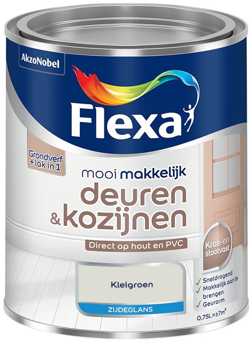 Flexa - Mooi Makkelijk Deuren & Kozijnen Zijdeglans - Kleigroen - Mengverf - 0.75 L