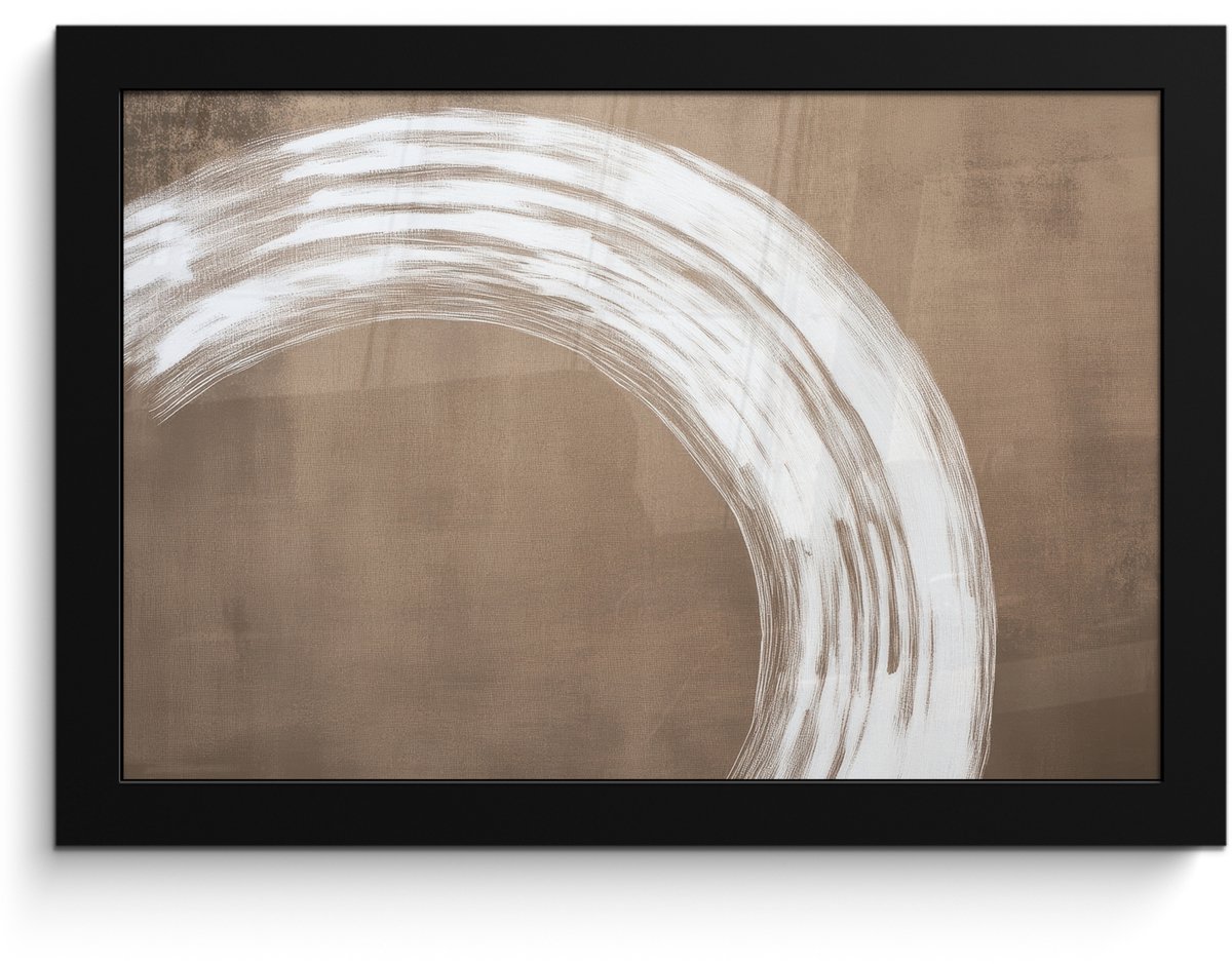 FrameYourWall Poster in lijst - Fotolijst 30x20 cm - Posters - Verf - Bruin - Japandi - Posterlijst zwart - Decoratie - Wanddecoratie woonkamer - Muurdecoratie slaapkamer Japandi - Cirkel