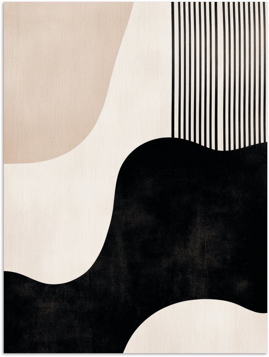 Poster 30x40 cm - Abstract - Japandi - Beige - Modern - Posters - Kamer decoratie - Wanddecoratie woonkamer - Muurdecoratie slaapkamer