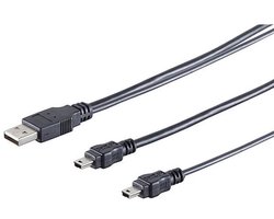 OneOne 0,22m Mini USB kabel. Laadkabel splitter. Stevig oplaadkabel snoer past op Nikon 1 AW1, J1, J2, J3, S1, V2, UC-E4, UC-E5, UC-E15, UC-E19, UC-E7, Coolpix 2000, 3500, SQ, Digital SLR D700, D3000, D3100, D7000,