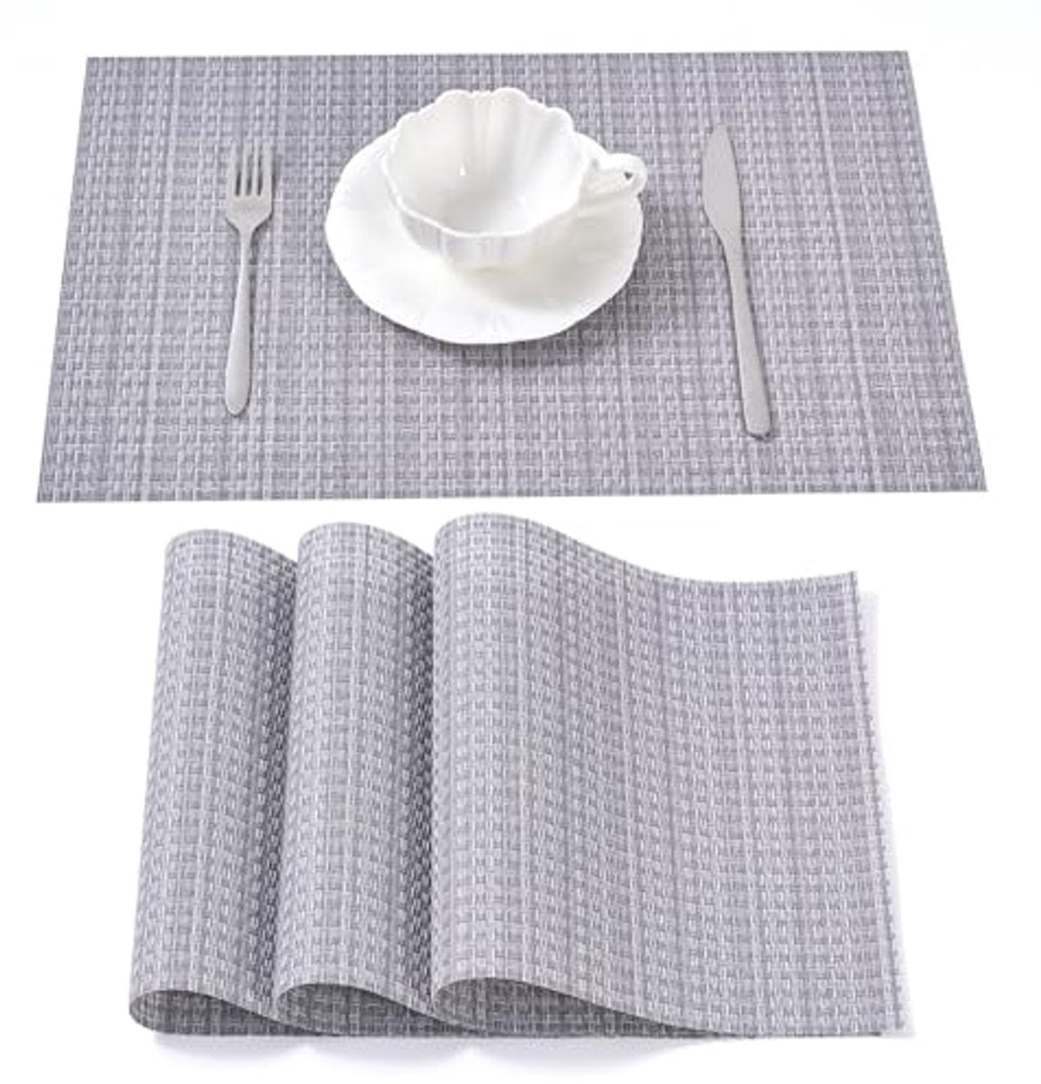 Wasbare Plaatsmatten Set van 4 - Antislip PVC Tafelmatten voor Eetkamer en Keuken