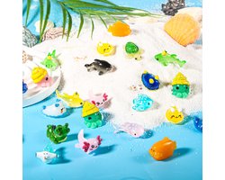 40pcs Mini Ocean Figurines, 20 Styles Resin Sea Animals Small Axolotl Miniature Ocean Ornaments for Dollhouse Garden Decoration Party Favor Handicraft Accessories