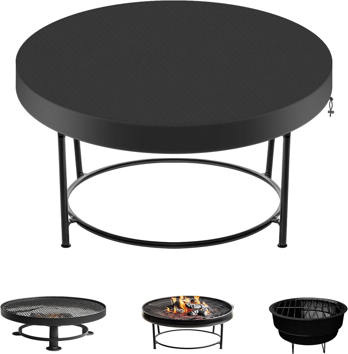 Housse De Protection Poêle Ronde 420D Imperméable Avec Poignées - 92 X 51 Cm Pour Foyer Extérieur