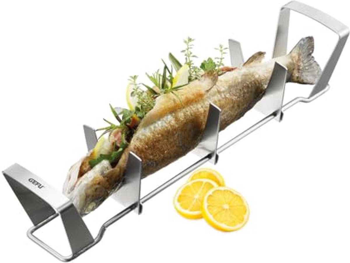 Visrek BBQ Grillaccessoire voor Perfecte Gegrilde Vis - Roestvrij Staal, 36 cm