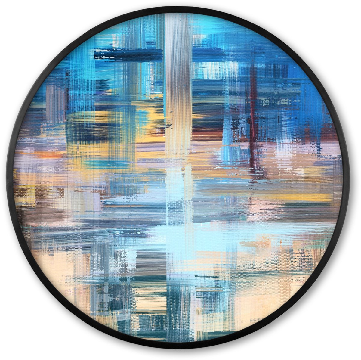FrameYourWall Poster in lijst Rond - Fotolijst 80x80 cm - Posters - Olieverf - Abstract - Schilderij - Ronde posterlijst zwart - Decoratie - Wanddecoratie woonkamer - Muurdecoratie slaapkamer Multicolor