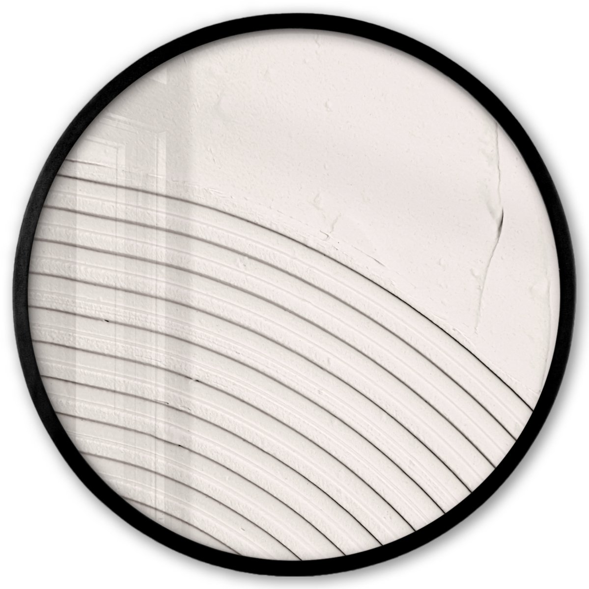 FrameYourWall Poster in lijst Rond - Fotolijst 40x40 cm - Posters - Kunst - Wit - Lijnen - Abstract - Ronde posterlijst zwart - Decoratie - Wanddecoratie woonkamer - Muurdecoratie slaapkamer Multicolor