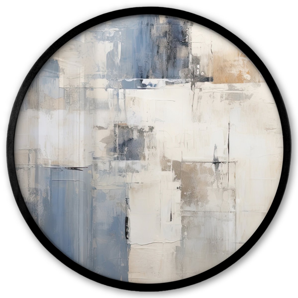 FrameYourWall Poster in lijst Rond - Fotolijst 40x40 cm - Posters - Aquarel - Abstract - Kunst - Ronde posterlijst zwart - Decoratie - Wanddecoratie woonkamer - Muurdecoratie slaapkamer