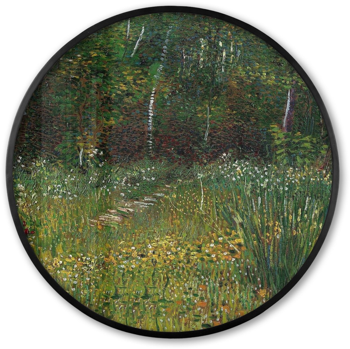 FrameYourWall Poster in lijst Rond - Fotolijst 60x60 cm - Posters - Asnières - Vincent van Gogh - Ronde posterlijst zwart - Decoratie - Wanddecoratie woonkamer - Muurdecoratie slaapkamer Multicolor