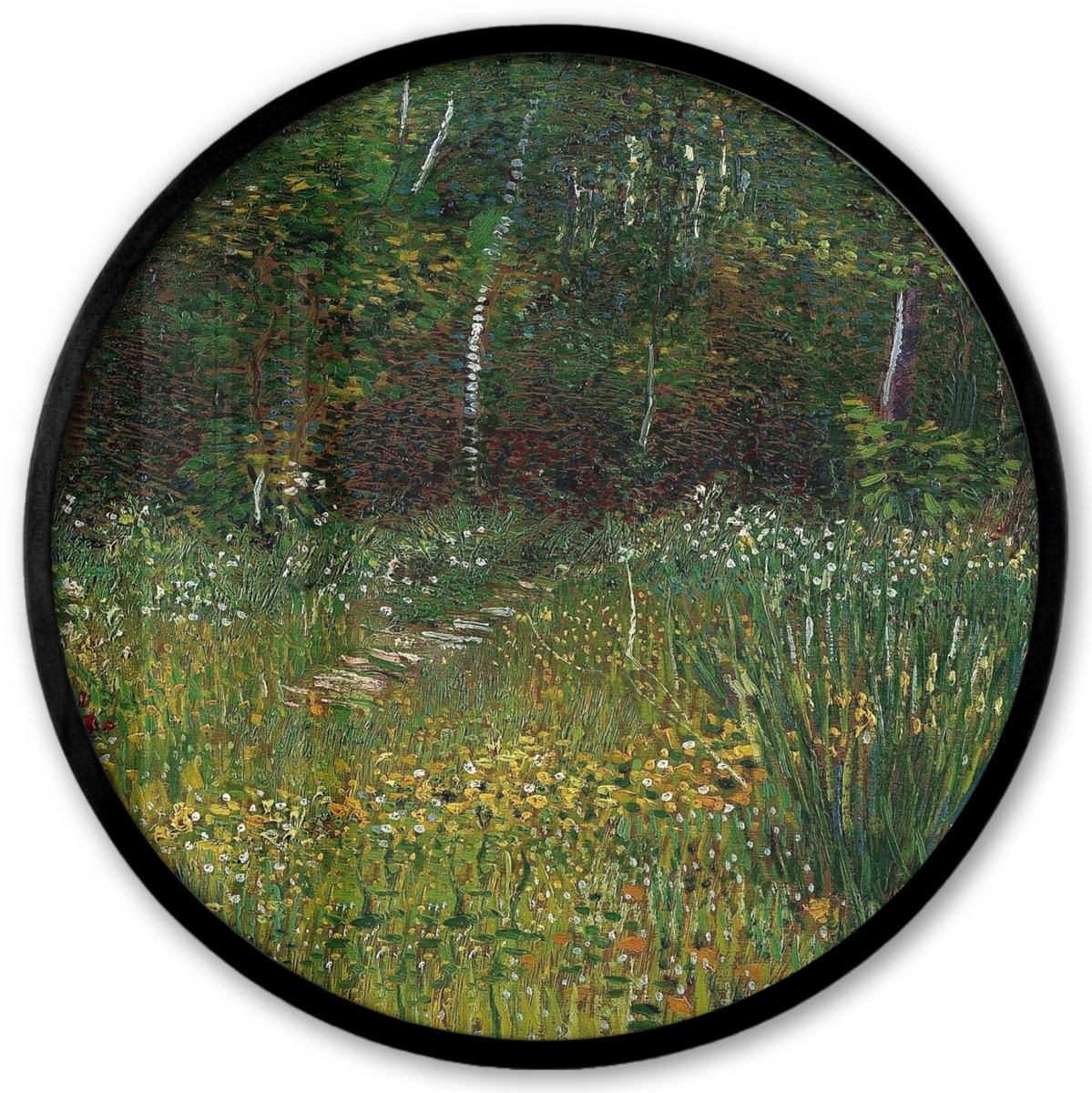 FrameYourWall Poster in lijst Rond - Fotolijst 40x40 cm - Posters - Asnières - Vincent van Gogh - Ronde posterlijst zwart - Decoratie - Wanddecoratie woonkamer - Muurdecoratie slaapkamer Multicolor