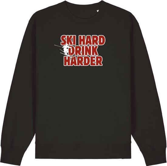 Ski hard drink harder wintersport sweater zwart 3XL - soBAD. | Foute apres ski outfit | kleding | verkleedkleren | wintersporttruien | wintersport dames en heren