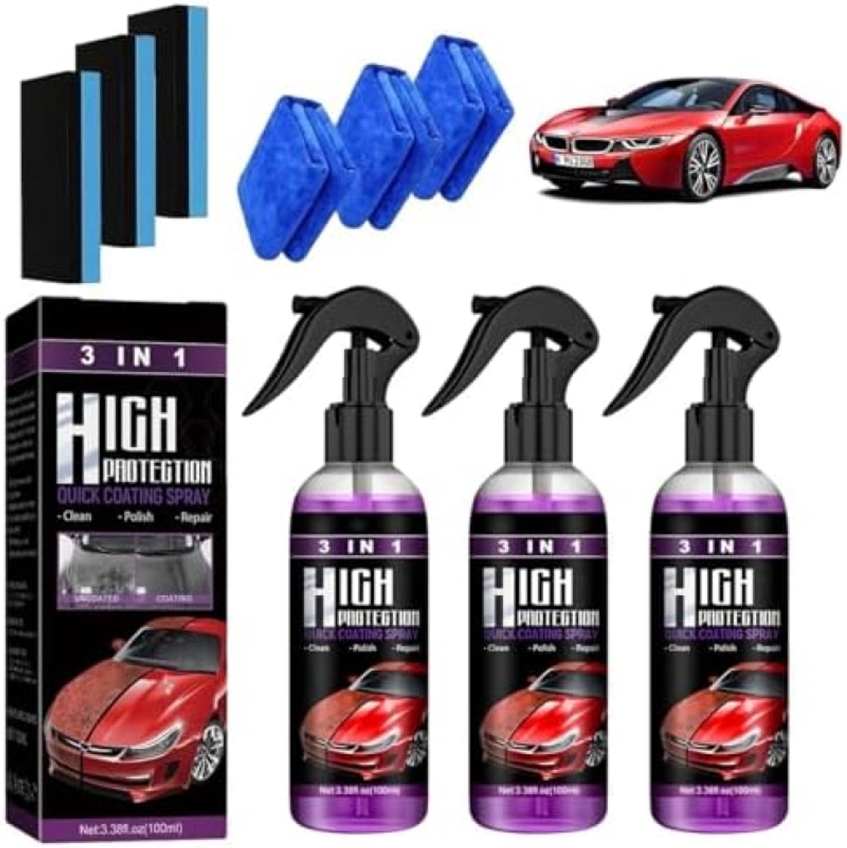 3-in-1 Autobeschermingsspray - Keramische Coating & Krasbescherming