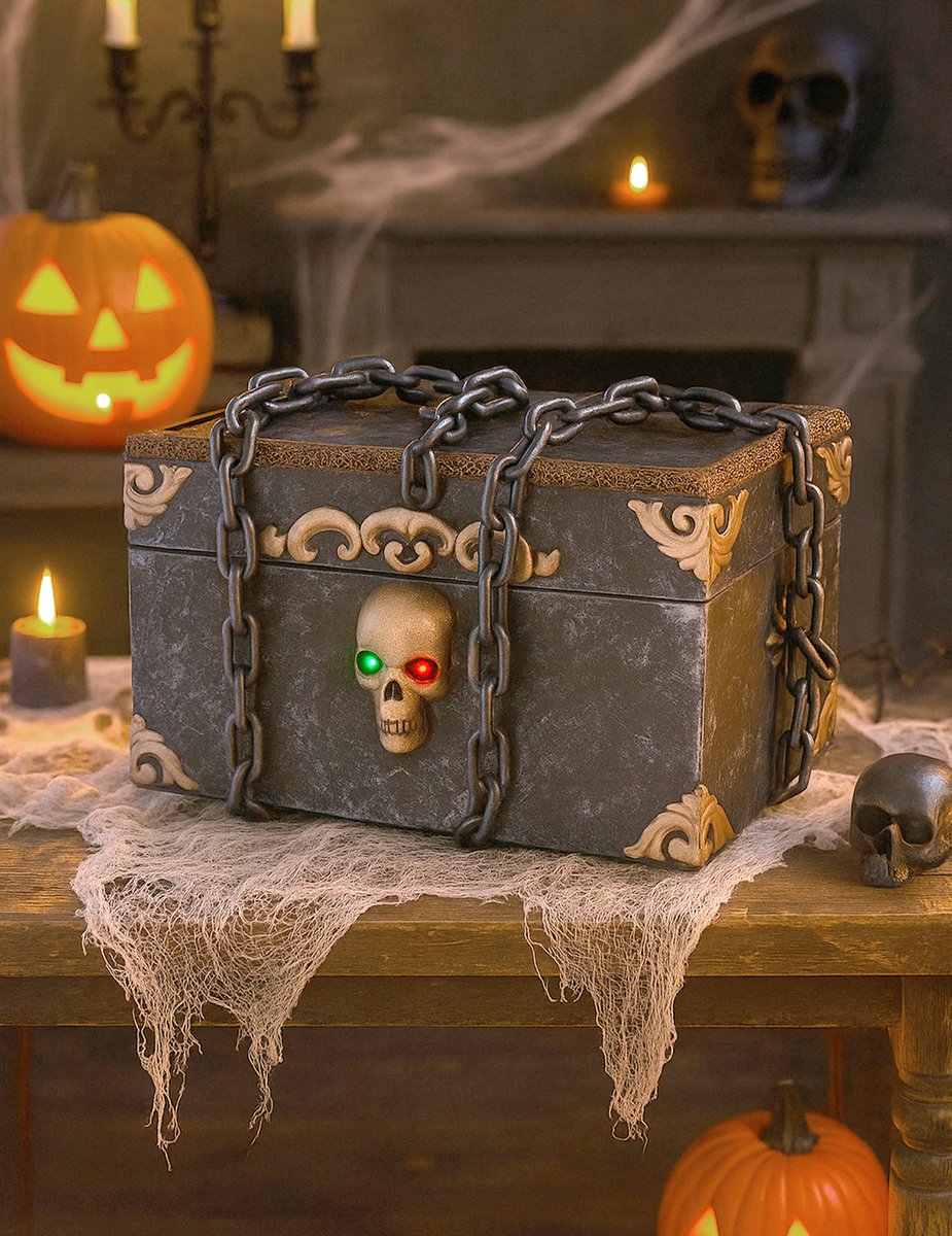 Halloween bewegende decoratie Piratenkist met ketting.