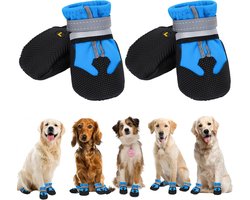Hondenschoenen - 4 stuks - Hondenschoenen pootbeschermer - Waterdichte hondenlaarzen - Reflecterende strips - Antislip hondenlaarzen - Geschikt voor kleine, middelgrote en grote honden - Blauw - Maat L