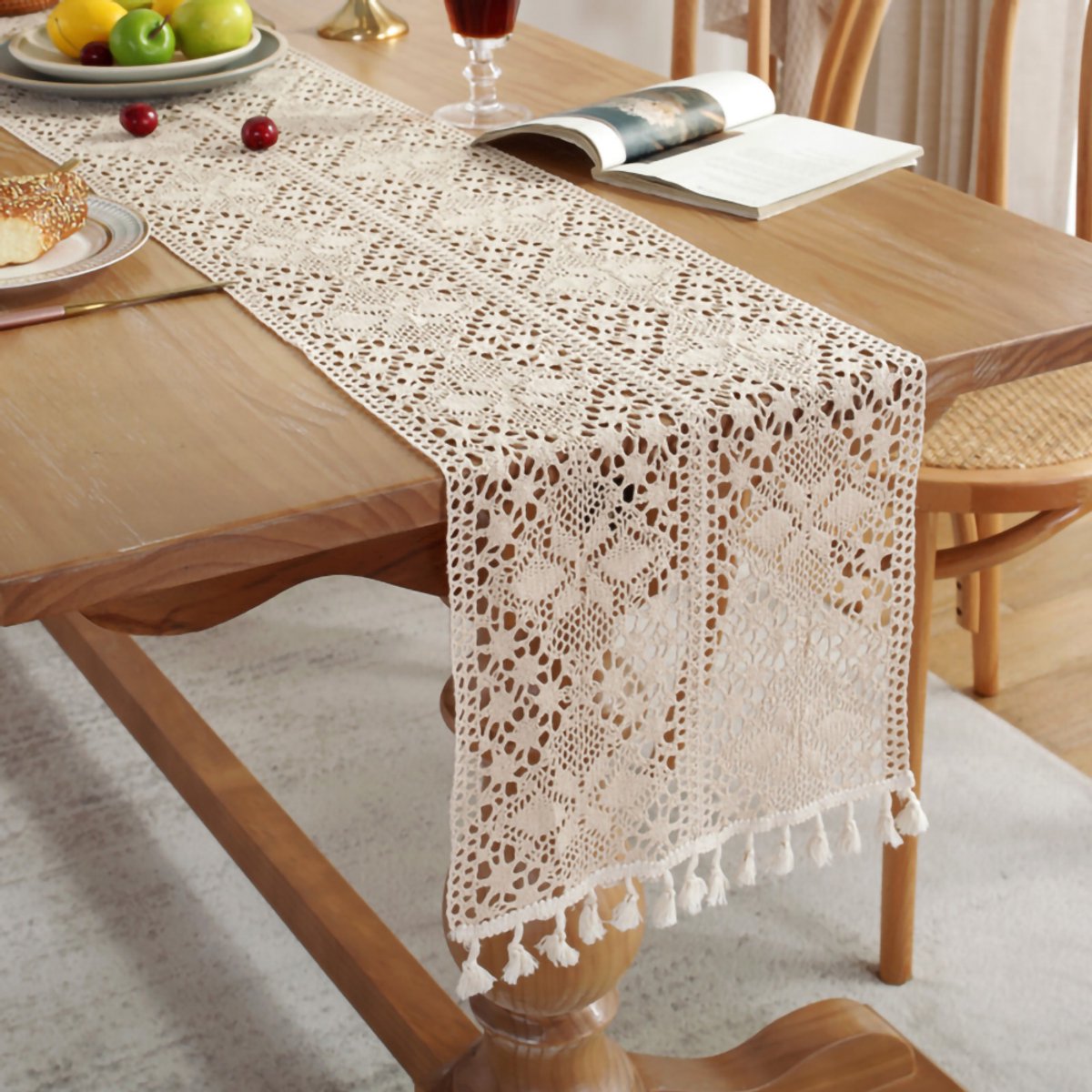 Tafelkleed Boho - Vintage Tafeldecoratie Met Kwastjes - 30x160cm - Voor Eettafel, Woonkamer Of Feest