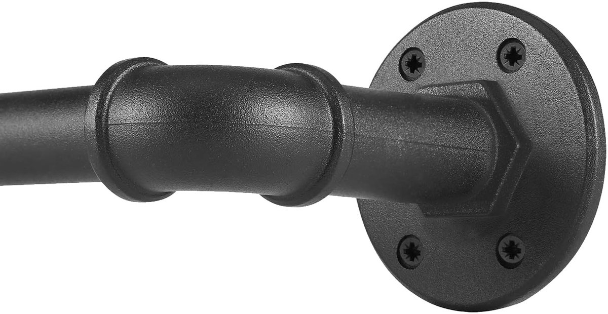 Azomor® Verstelbare metalen gordijnroede zwart voor wand en plafond montage
