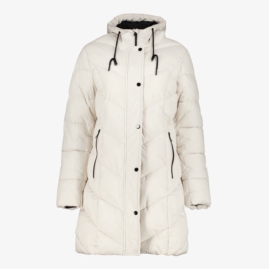 TwoDay gewatteerde dames winterjas lichtbeige - Maat S - Met capuchon - Ritssluiting