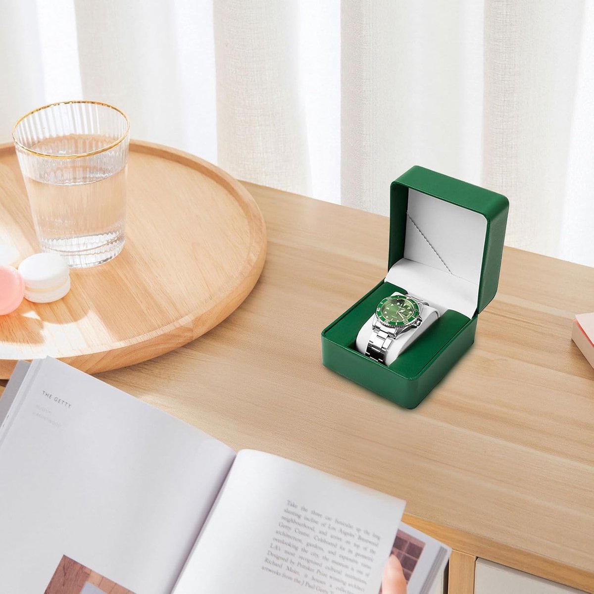 Horlogedoos, individuele horloge-opbergdoos met afneembaar horlogekussen voor dames en heren, horlogekoffer, PU-leer, horlogeopbergdoos voor polshorloges, smartwatches, armbanden (zwart)
