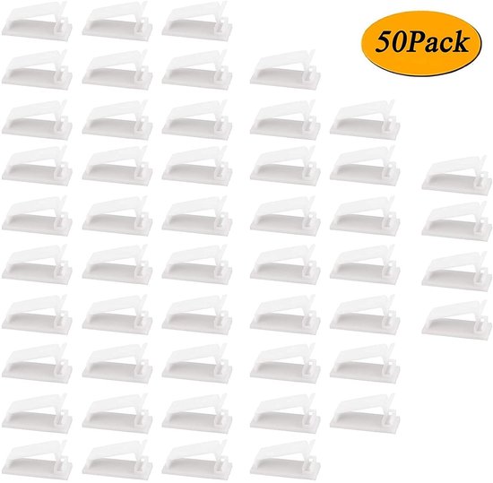 SOULWIT 50 stuks zelfklevende kabelmanagementclips, kabelorganisatoren kleverige draadclips