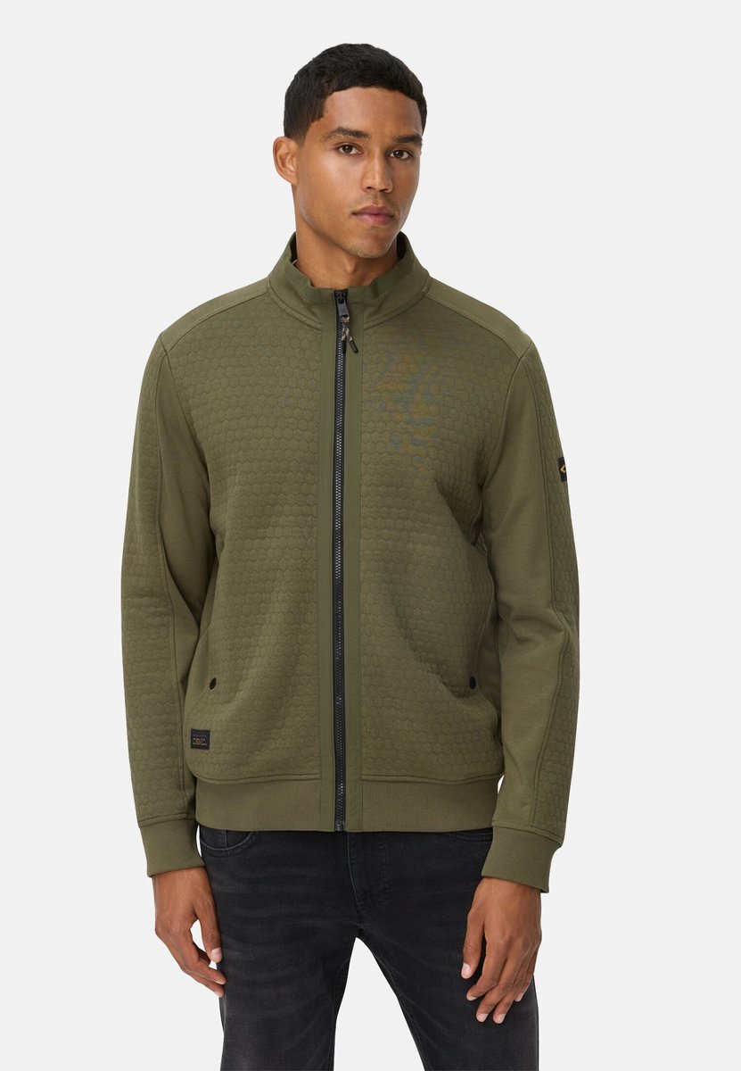 camel active Sweatjack van katoenmix - Maat menswear-XXL - Bosgroen
