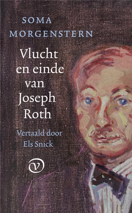 Boek 'Vlucht en einde van Joseph Roth' met een schilderij van een man met blauwe ogen en rood haar.