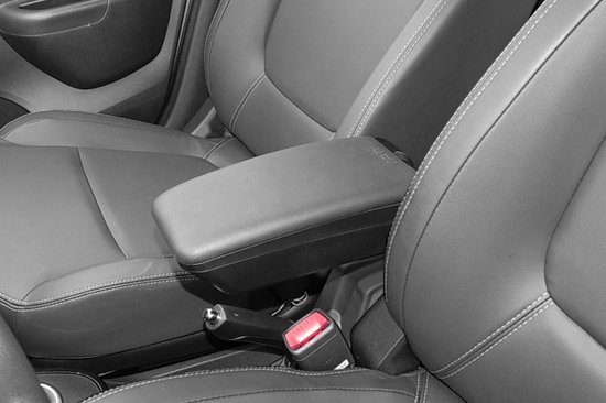 RATI ARMSTER S Armsteun geschikt voor RENAULT ZOE 2020-2024 [zwart, veganistisch leer] met opbergruimte die achteraf kan worden geïnstalleerd