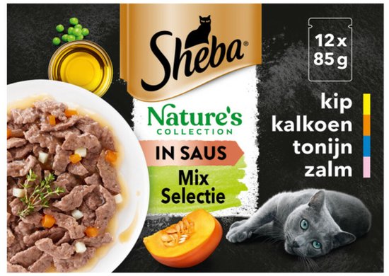 Sheba Nature's Collection Kattenvoer Natvoer Mix Selectie in Saus Maaltijdzakjes - 12 x 85 gr