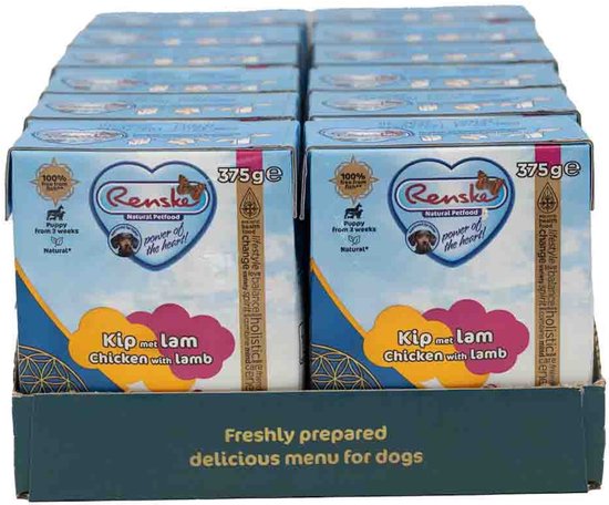 Renske Vers Puppy Tetra Hondenvoer Nat Kip met Lam - 12 x 375 gr - Voordeelverpakking