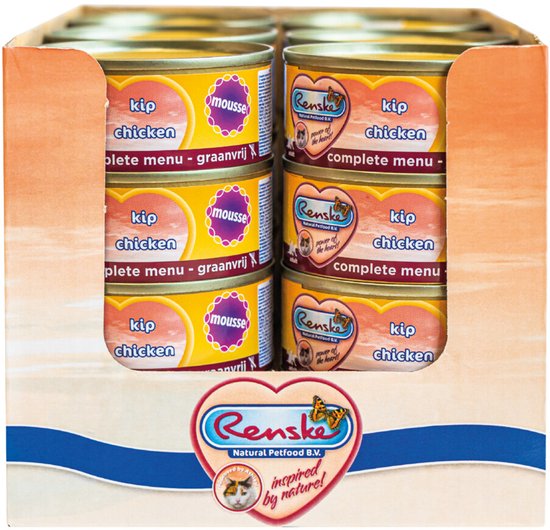 Renske Mousse Kattenvoer Nat Kip - 24 x 70 gr - Voordeelverpakking