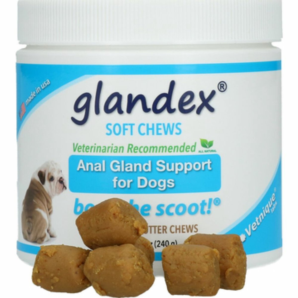 Glandex Analdrüsen-Pulver Für Hunde & Katzen – 480 G (120 Portionen), Mit Lachsgeschmack, Unterstützt Die Verdauung