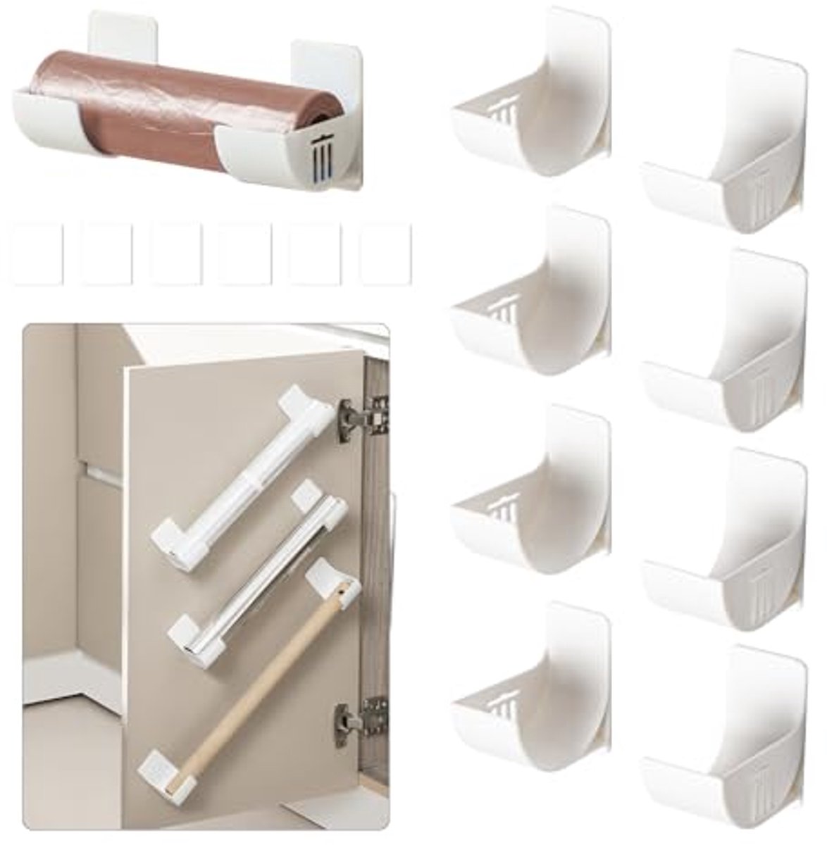 Wandgemonteerde Afvalzakdispenser Organizer - 8 Stuks voor Keukenopslag