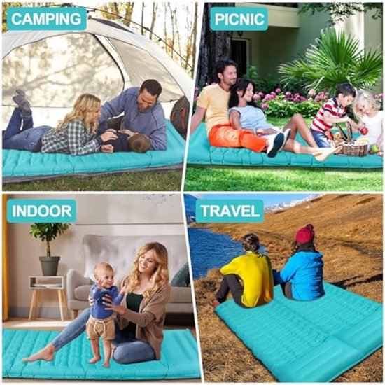 Zelfopblazende Outdoor Slaapmat met Pomp en Kussen - 12 cm Dikte, Ultralicht en Compact van Merkloos — afbeelding 2